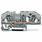 282-699 - 3-conductor through terminal block, 6 mm², with test option, same profile as 3-conductor disconnect terminal block, center marking, for DIN-rail 35 x 15 and 35 x 7.5, CAGE CLAMP®