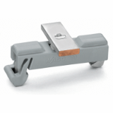790-112 - Carrier with grounding foot, parallel to carrier rail, 25 mm long, Cu 10 mm x 3 mm, suitable for 790-108 and 790-116