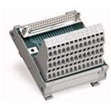 289-623 - Interface module, with solder pin, Female connector, 25-pole, Mating connector with solder connection, Vertical mounting, Triple-deck PCB terminal blocks, in mounting carrier, with shield connection