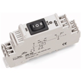 789-325 - Relay module, Nominal input voltage: 24 VDC, 1 make contact, Limiting continuous current: 16 A, for lamp loads, Manual/0FF/Auto switch, Red status indicator, Module width: 18 mm
