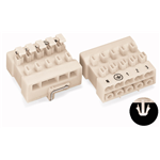 293-221 - Power supply connector with snap-in mounting feet and direct ground contact without push-buttons 5-pole