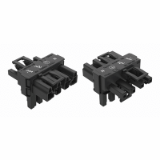 770-627 - T-distribution connector, 4-pole, Cod. A, 1 input, 2 outputs, 3 locking levers, for flying leads