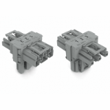 770-970 - T-distribution connector, 3-pole, Cod. B, 1 input, 2 outputs, 3 locking levers, for flying leads