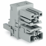 770-1608 - h-distribution connector, 2-pole, Cod. B, 1 input, 2 outputs, outputs on both sides, 2 locking levers