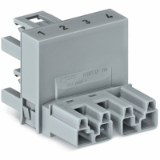 770-1681 - h-distribution connector, 4-pole, Cod. B, 1 input, 2 outputs, outputs on one side, 2 locking levers