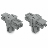 770-1701 - T-distribution connector, 2-pole, Cod. B, 1 input, 2 outputs, 3 locking levers, for flying leads