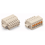 2734-102/107-000 do 2734-124/107-000 - Female plug with screw flanges with built-in push buttons pin spacing 3.5 mm / 0.138 in 100% protected against mismating