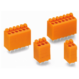 735-122 a 735-127 - blocco di morsetti per circuiti stampati 2 reofori a saldare/polo in linea a 2 poli con pulsante passo 3,81 mm/0,15 in