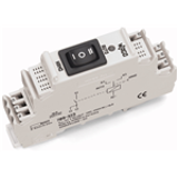 789-323 - Relay module, Nominal input voltage: 24 VDC, 1 make contact, Limiting continuous current: 16 A, for lamp loads, Manual/0FF/Auto switch, Red status indicator, Module width: 18 mm