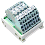 830-800/000-305 - Potential distribution module, 2 potentials, with 2 input clamping points each, Conductor cross-section up to 6 mm², with 8 output clamping points each, Conductor cross-section up to 2.5 mm²