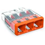 2773-403 - COMPACT splicing connector, for solid and stranded conductors, max. 4 mm², 3-conductor, transparent housing, orange cover, Surrounding air temperature: max 85°C (T85)