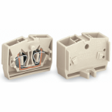264-130 - 2-conductor end terminal block, without push-buttons, suitable for Ex e II applications, with fixing flange, 1-pole, for screw or similar mounting types, Fixing hole 3.2 mm Ø, 2.5 mm², CAGE CLAMP®