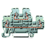 870-501 - złączka dwupiętrowa, złączka przelotowa/przelotowa, L/L, na szynę TS 35 x 15 i 35 x 7.5, 2.5 mm², CAGE CLAMP®