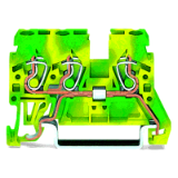 870-687 - Borna de tierra para 3 conductores, 2.5 mm², Soportes de marcaje laterales, para carril DIN 35 x 15 y 35 x 7.5, CAGE CLAMP®