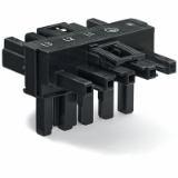 770-621 - T-distribution connector, 5-pole, Cod. A, 1 input, 2 outputs, 2 locking levers