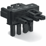 770-626 - T-distribution connector, 4-pole, Cod. A, 1 input, 2 outputs, 2 locking levers