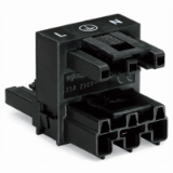 770-633 - h-distribution connector, 3-pole, Cod. A, 1 input, 2 outputs, 2 locking levers
