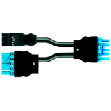 771-5001/180-000 - pre-assembled Y-cable, Eca, 2 x plug/socket, 3-pole + 5-pole/5-pole, Cod. A/I, H05VV-F 3G 2.5 mm², H05VV-F 2 x 1.5 mm², 0.5 m