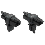 890-615 - T-distribution connector, 3-pole, Cod. A, 1 input, 2 outputs, 3 locking levers, for flying leads