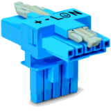 890-617 - T-distribution connector, 5-pole, Cod. I, 1 input, 2 outputs, 2 locking levers