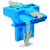 890-620 - T-distribution connector, 5-pole, Cod. I, 1 input, 2 outputs, 3 locking levers, for flying leads