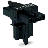 890-622 - T-distribution connector, 5-pole, Cod. A, 1 input, 2 outputs, 3 locking levers, for flying leads