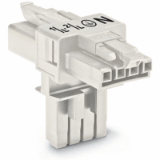 890-626 - T-distribution connector, 4-pole, Cod. A, 1 input, 2 outputs, 2 locking levers