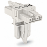 890-627 - T-distribution connector, 4-pole, Cod. A, 1 input, 2 outputs, 3 locking levers, for flying leads