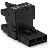 890-929 - h-distribution connector, 5-pole, Cod. A, 1 input, 2 outputs, outputs on one side, 2 locking levers