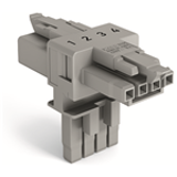 890-1631 - T-distribution connector, 4-pole, Cod. B, 1 input, 2 outputs, 2 locking levers