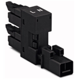 890-1634 - h-distribution connector, 2-pole, Cod. A, 1 input, 2 outputs, outputs on one side, 2 locking levers