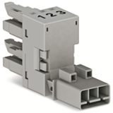 890-1661 - h-distribution connector, 3-pole, Cod. B, 1 input, 2 outputs, outputs on one side, 2 locking levers