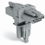 890-1731 - T-distribution connector, 4-pole, Cod. B, 1 input, 2 outputs, 3 locking levers, for flying leads