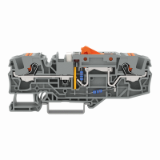 2206-1671/1000-848 - Erdleiter-Trennklemme, mit Prüfmöglichkeit, mit Trennmesserhalter, orange, mit Drücker, 24 V, 6 mm², Push-in CAGE CLAMP®