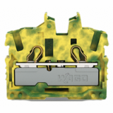 2052-307 - Morsetto miniaturizzato passante per 2 conduttori, con slot operativi, 2,5 mm², Morsetto terminale con flangia di montaggio, marcatura centrale e laterale, con presa per test, Push-in CAGE CLAMP®